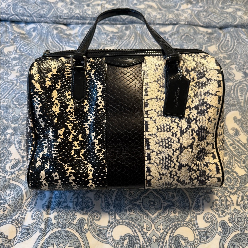 Coach Black and White Snakeskin Patterned Women's Bag
